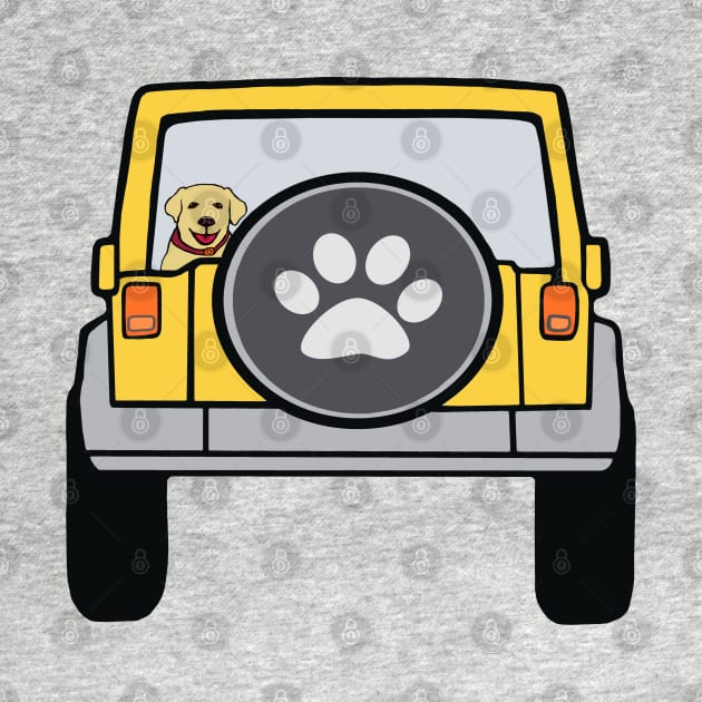 Dog in Yellow Jeep by Trent Tides